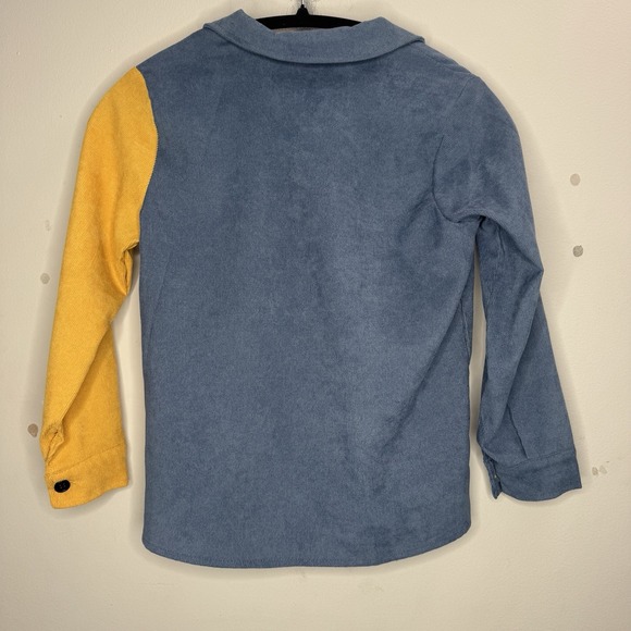 9Y Corduroy Long Sleeve Button Down Work Shirt‎ Patchwork Blouse Casual Tops - Picture 4 of 6